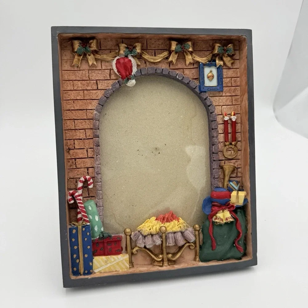 Christmas 3D Heavy Photo Picture Frame Resin Hold 4x6 Fireplace Santa Toy Decor